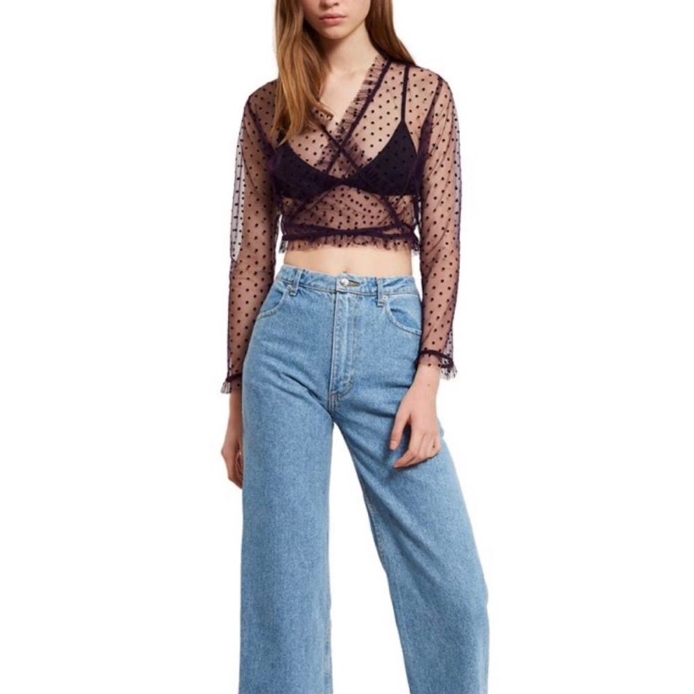 OC x Callipygian Flocked Polkadot Tulle Wrap Top